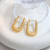 18k Gold Titanium Steel Geometric Rectangle Hoop Earrings