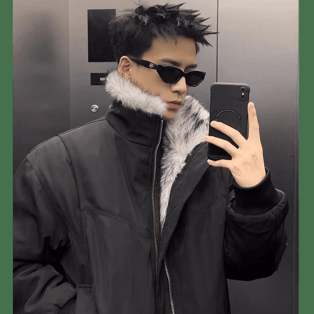 Winter Popular Cotton-Padded Clothes Men'S Hooded Fur Collar High-End Cotton-Padded Clothes Piled And Thickened Fur Collar Cotton-Padded Jacket
