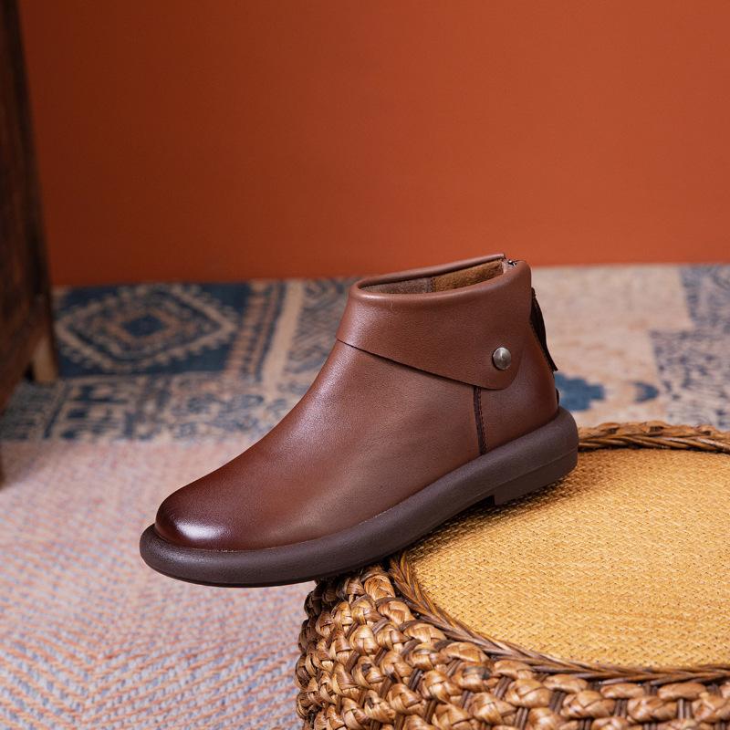 

Ботильоны из коровьей кожи первого слоя 2025 осень-зима новые ретро кожа мягкая подошва повседневные ботинки Мартин женские ботинки женская обувь 40