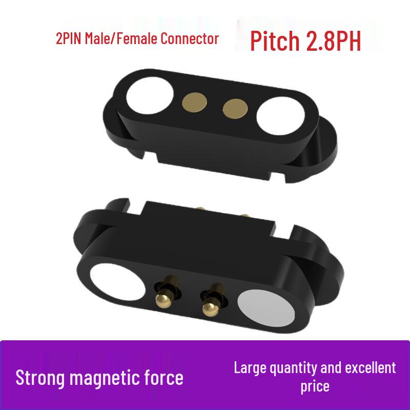 2-pin Anti-Fooling Bent Solder Wire with Magnetic Connector Cable and Spring Pogo Pin Socket