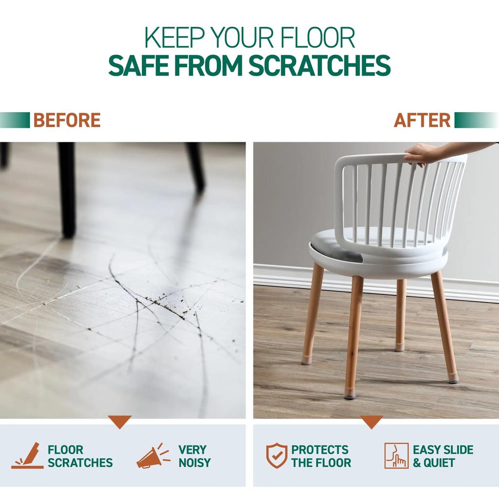 12Pcs Small Silicone Chair Leg Covers W/ Felt Pad Furniture Leg Protectors for Hardwood Floors, Prevent Scratches &Reduce Noise