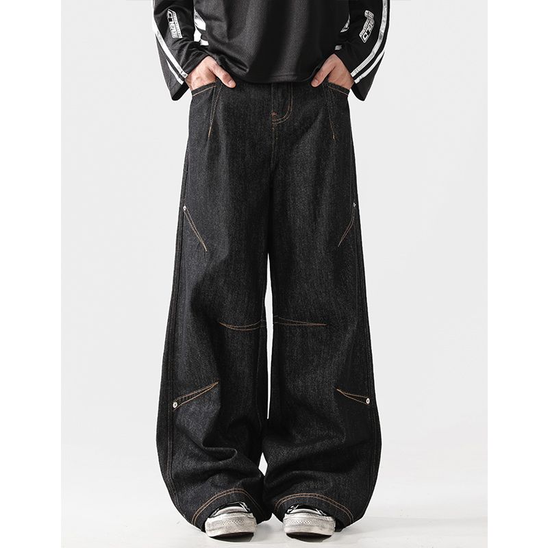 

Acrardic Easiest for Match Stylish ~ Primary Color Tannin Deconstruct Stylish Denim American Cleanfit Loose Pants Black S