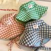 1Pc Women Summer Uv Protection Wide Brim Sun Hats With Chin Strap Cute Pastel Plaid Beach Hat For Outdoor Travel & Daily Wear