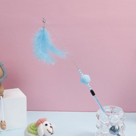 Kitten Wand Comfortable Grip Enhance Emotion Bite Resistant PVC Cats Fishing Pole Feather Toy for Holiday