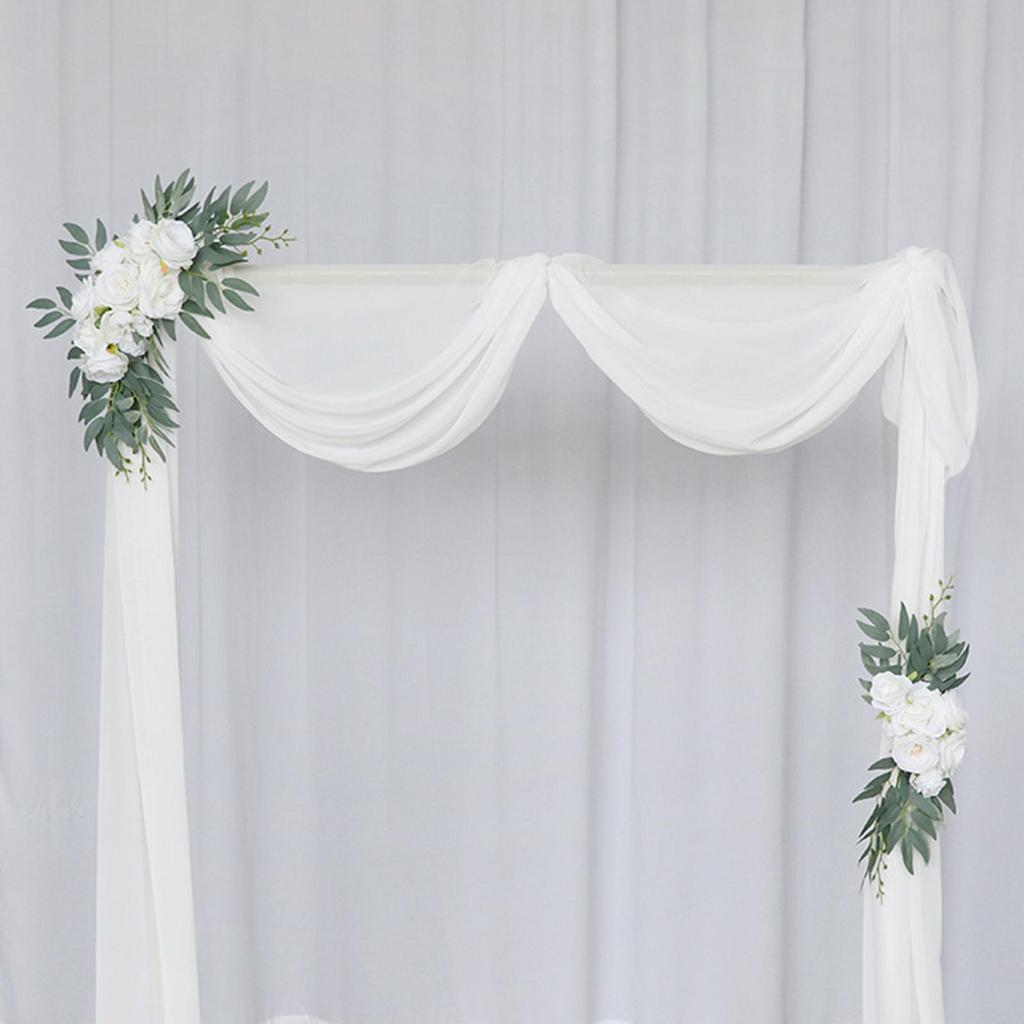 2Pcs Wedding Arch Flower Swag Handmade Green Leaves Silk for Arbor Party
