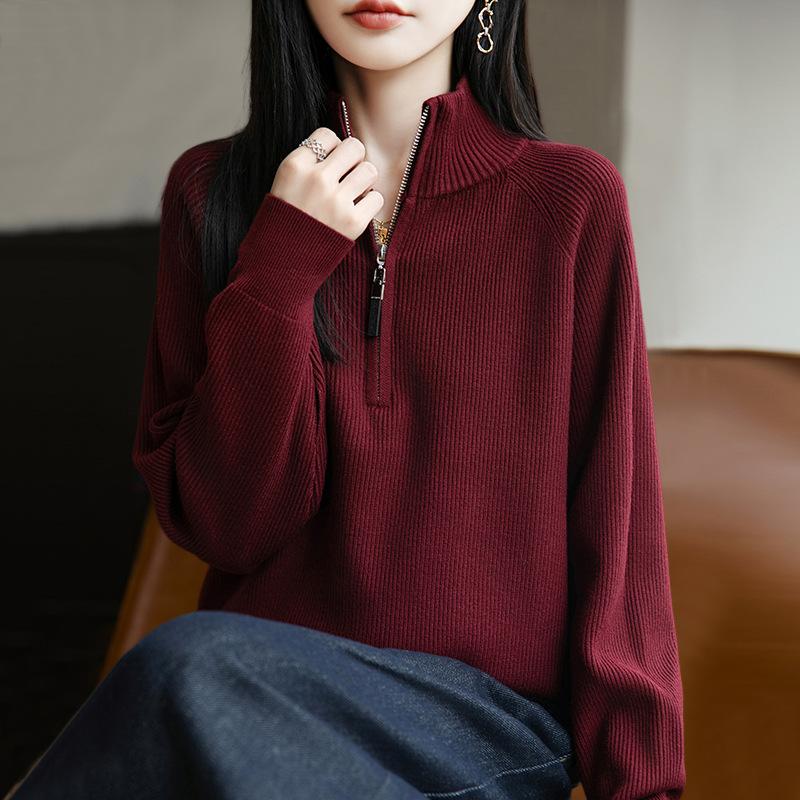 YYFS Women's Fashion Casual Fall Winter Solid Color Print Long Sleeve Half Turtleneck Sweaters