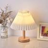 Vintage Pleated Remote Control Night Light Nordic Bedroom Table Lamp Umbrella Shaped Bedside Lamp Creative Gift For Home Decor