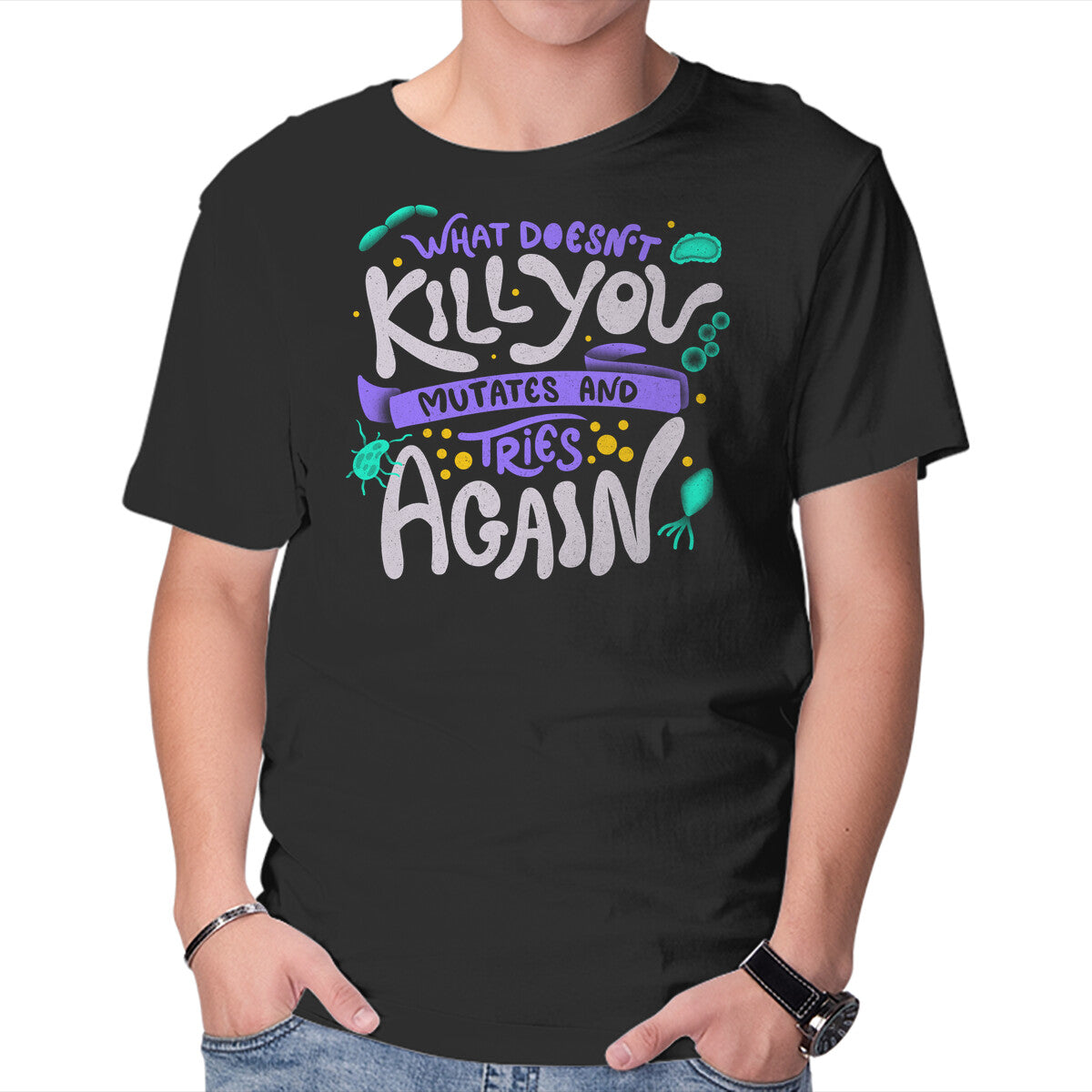 Unisex Crew Neck T-Shirt Mutates And Tries Again Graphic Short Sleeve Casual Tee XXL