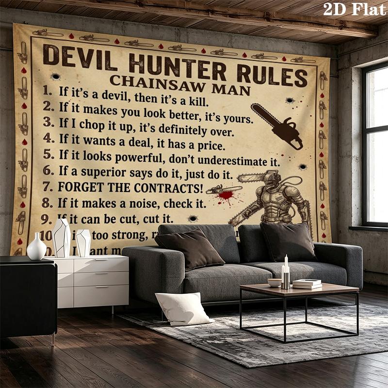 Chainsaw Man Wall Tapestry Aesthetic Wall Hanging Printed Fabric Blanket Decorative Tapestries For Bedroom Living Room Home Decor
