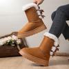 Fashion 2025 New Women Mid-calf Boots Solid Color Classic Retro Shoes Women Thick Plush Thick Sole Non-slip Fashion Snow Boots Women