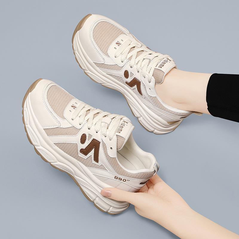 Sports shoes platform dad shoes women's soft leather versatile casual women's lightweight