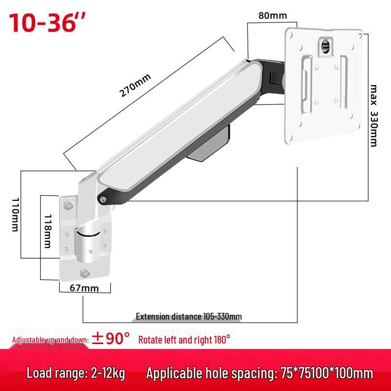Telescopic Wall Mount Monitor Stand with Rotating Arm for Industrial and Computer Screens