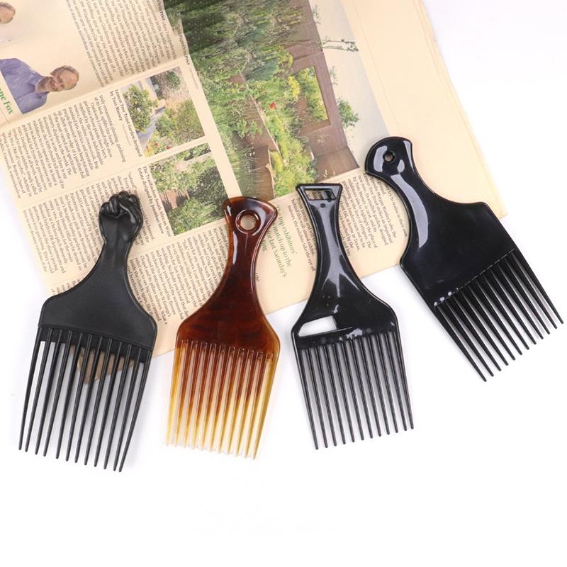 Wide Teeth Brush Pick Comb Fork Hairbrush Insert Hair Pick Comb Plastic Combs For Curly Afro Hair Styling Tools For Women Men