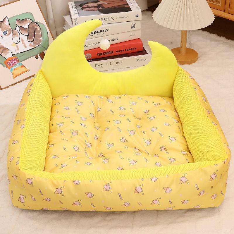 

Kennel Summer Small Size Dogs Waterproof Anti-Urine Teddy Bichon Pomeranian Mat Cat Sleep Cool Nest Pet Supplies Large 60cm * 60cm (7.50kg) Yellow Moon Nest