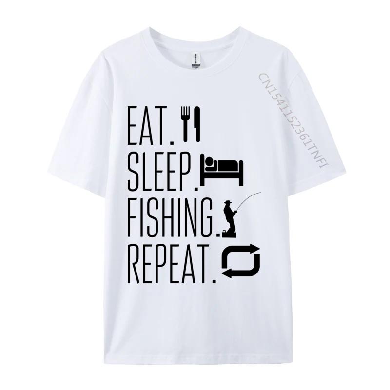 Eat Sleep Fish Repeat Tshirt Pure Cotton Unisexs Tops T Shirt Customized TeeShirts Graphic Casual Tshirts