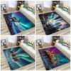 Aurora Borealis Reindeer Area Rug, Northern Lights Lake Mountain Scenery Floor Mat, Non Slip Carpet for Living Room Bedroom Home Decor