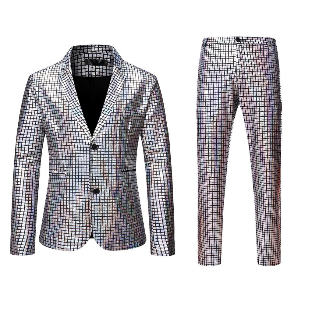 Herrenbekleidung, stilvoller formeller Anzug, 2-teiliges Set, Herrenanzug, Karomuster, Business-Büro, Hochzeitsanzug, Jacke + Hose, Anzüge und Blazer