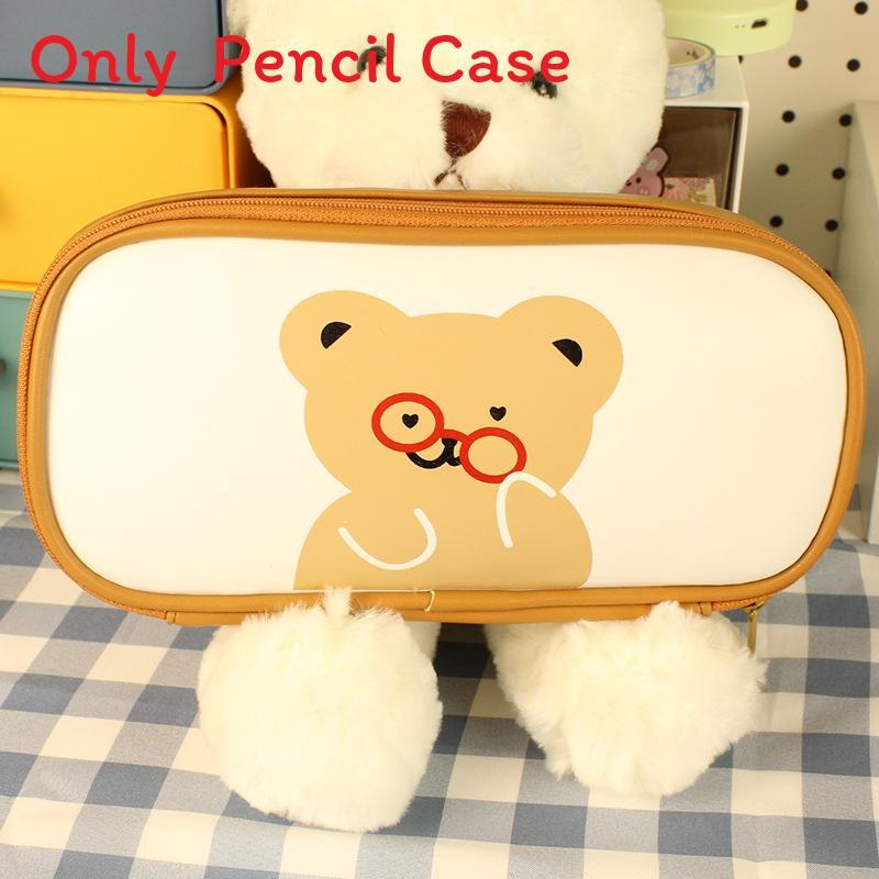 Japanese Style Pu Pencil Bag With Cute Bear Design For School Supplies