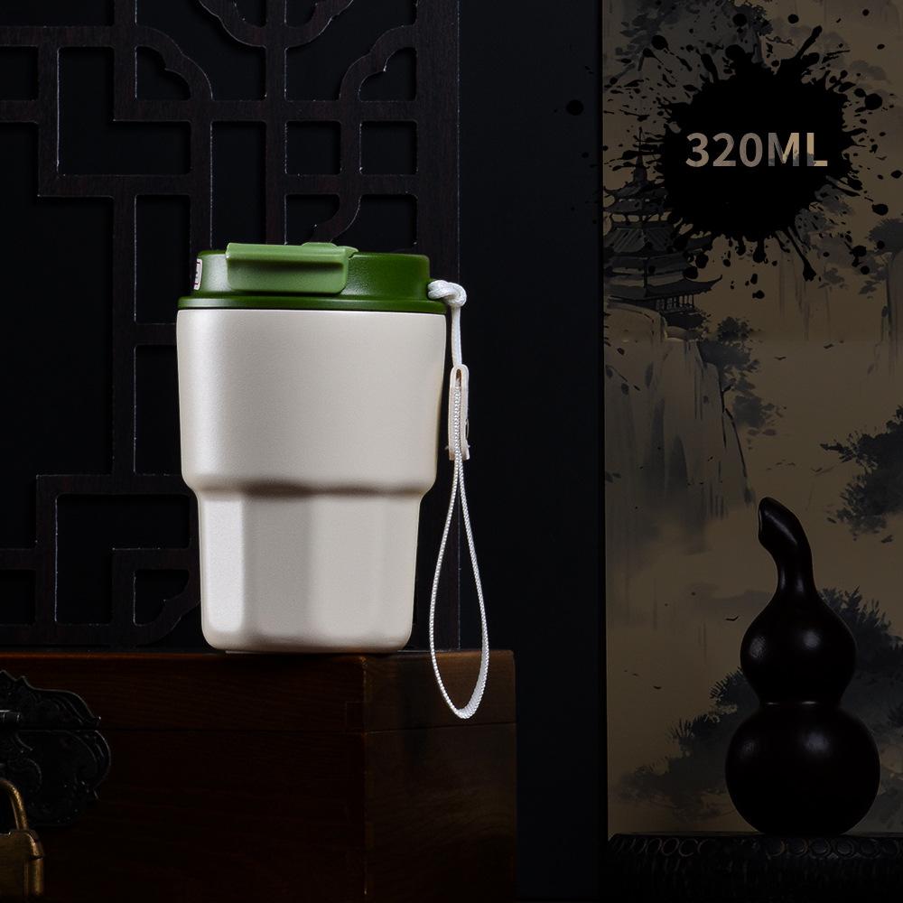 Compact Ceramic-Lined Coffee Thermos for Women - Stylish Stainless Steel Insulated Cup