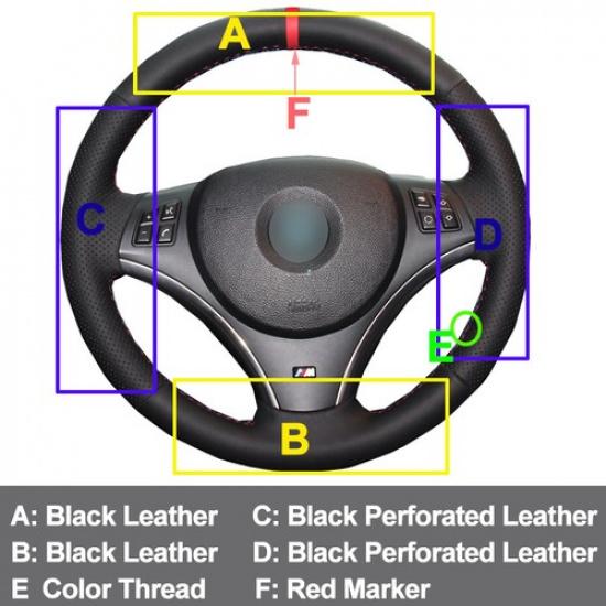 For BMW E90 320i 325i 330i 335i E87 120i 120d Hand Sew Car Steering Wheel Cover