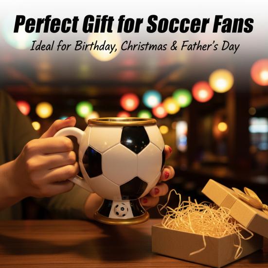 Soccer Ball Mug, Resin Coffee Beer Cup for Football Fans, Large Capacity Heat Resistant Fan Collectible Mug, Party Gift