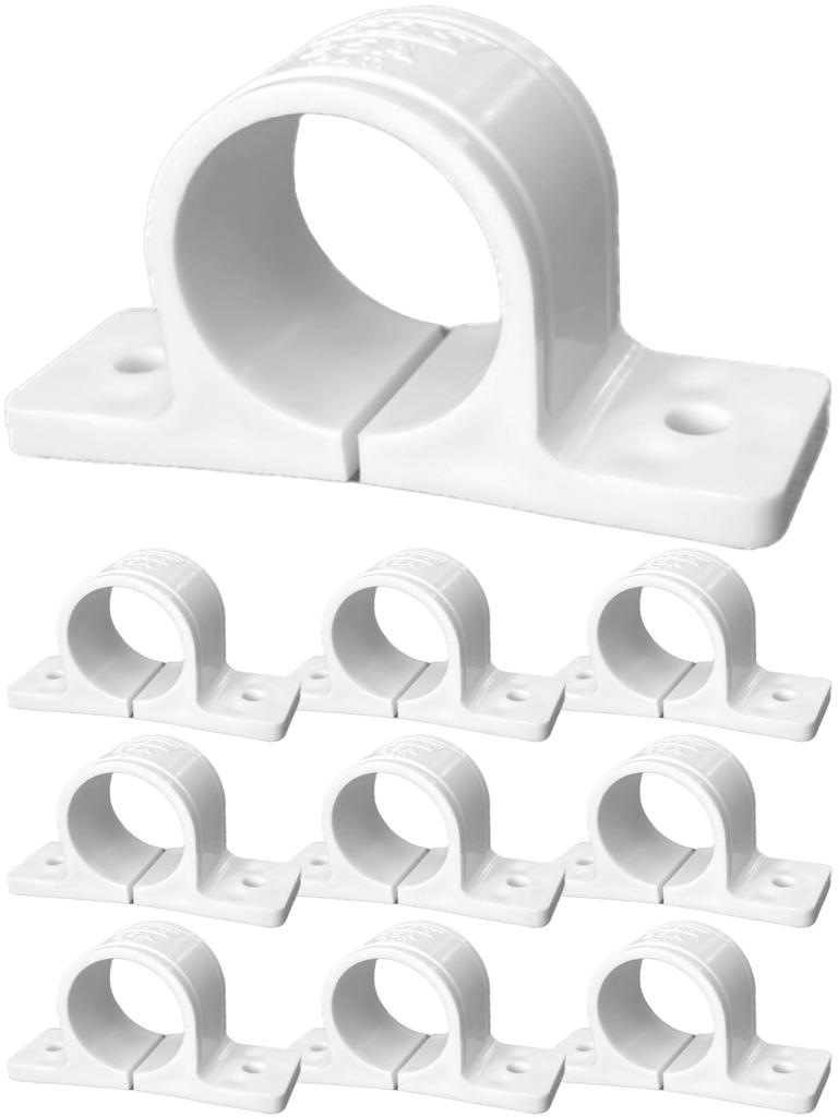 Koei Kasei Resin Saddle Bands, 27.2mm, 20A, for Erector Pipe, Fixing Brackets, Joints, Wall Fasteners, White, 10-Piece Set (KFBS01-0300)
