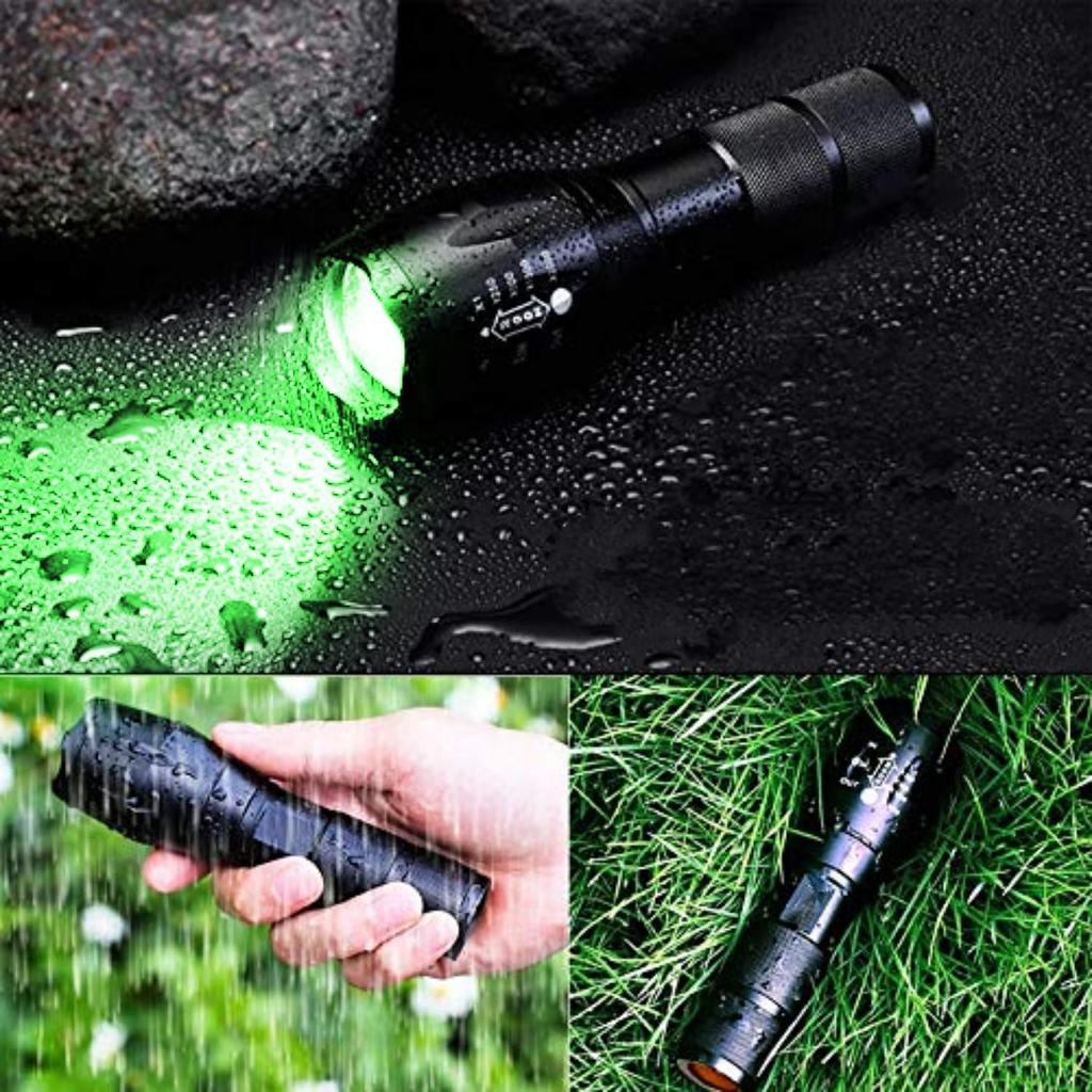 WINDFIRE Green Light Tactical Flashlight, Powerful Green Flashlight, 1 Lighting Mode, Adjustable Zoom Handheld Light, IPX4 Waterproof, Pig Wolf Mint L