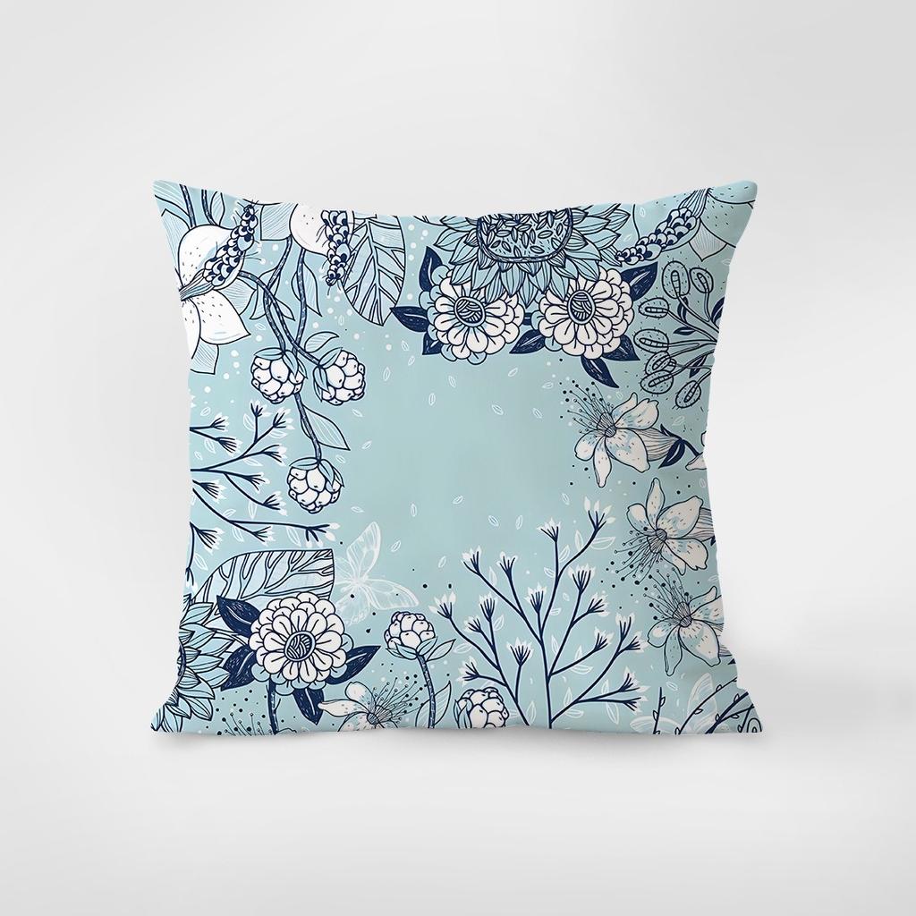 Blue Simple Decorative Pillowcase Bedroom Living Room Square Cushion Pillowcase