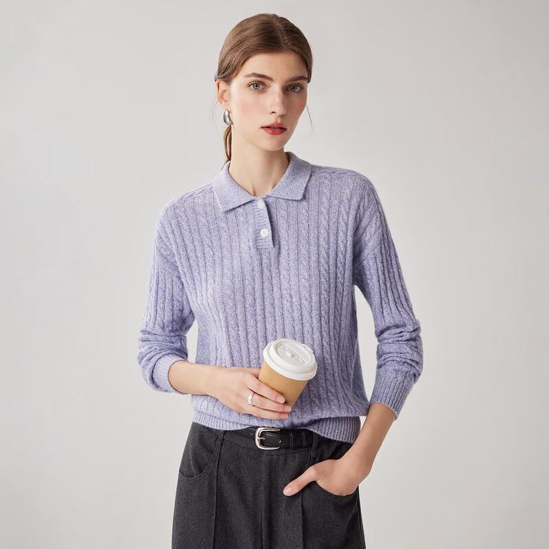 Zhaojun Women's 100% Cashmere Thickened Collared Knit Sweater