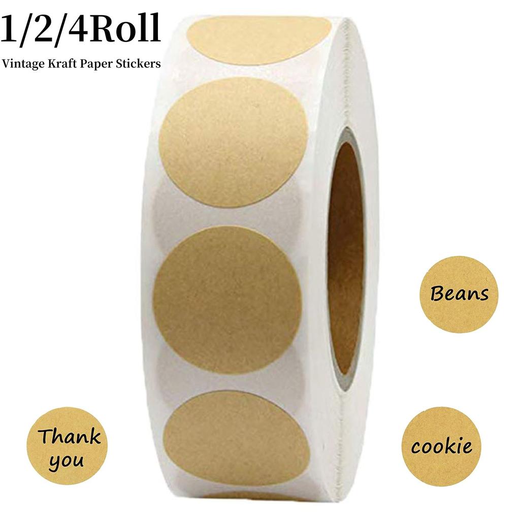 500 Stück/Rolle Vintage Kraftpapier-Aufkleber, 1 Zoll, rund, selbstklebend, für Schreibwaren, Etiketten zum Selbermachen, für Lebensmittelgläser, Partys, Geschenkverpackungen, Dekoration