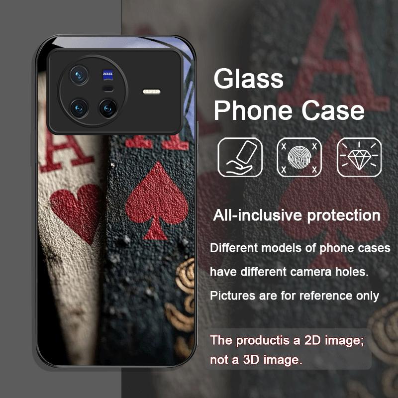 

Креативный чехол из закаленного стекла с узором «Туз пик» для OPPO Reno 13F 12 11 Pro 10 SE Find X3 Lite X5 A79 A58 5G Oppo A77 4G