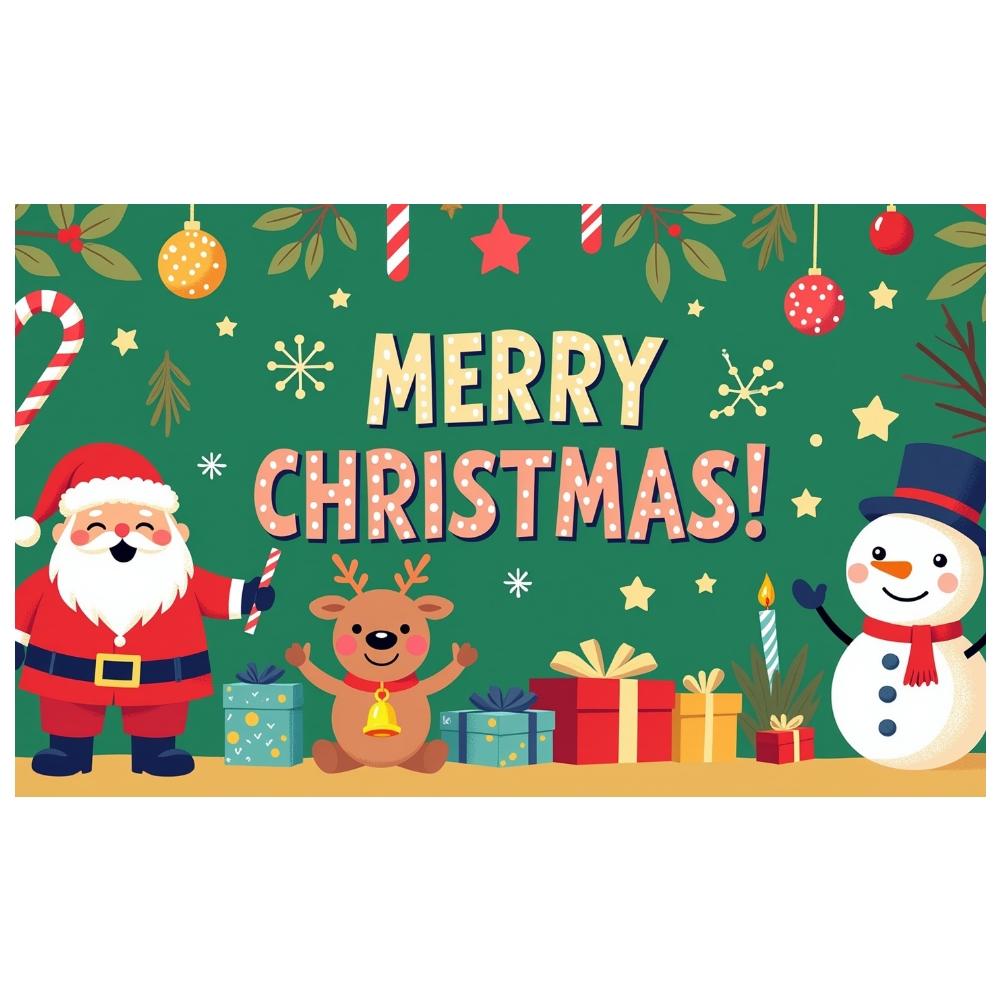 Merry Christmas Banner Santa Claus Holiday Backdrop Xmas Display Candy Cane Holiday Festive Backdrop For Xmas Event Winter