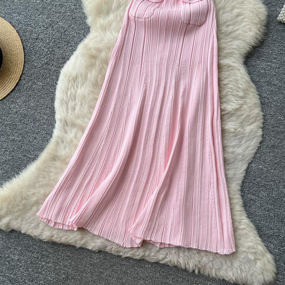 Brand Fashion Vintage Turn-down Collar Knit Maxi Dress Elegant Single-breasted A-line Long Shirt Dress Lady Party Dress