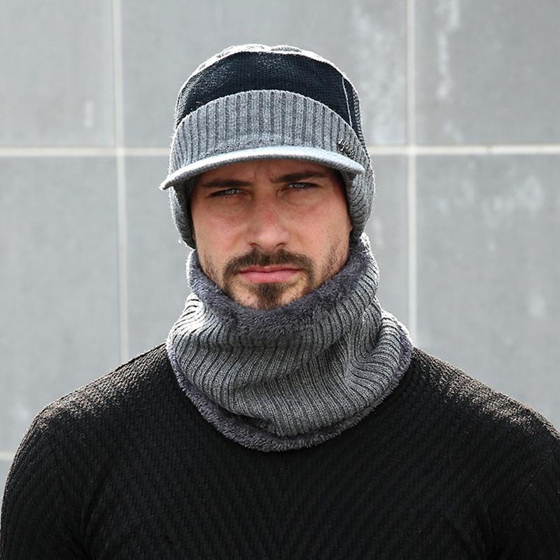 2/1PC Winter Hats Knit Cap Men And Women Velvet Hat Coral Fleece Scarf Outdoor Riding Hat Warm Plus Velvet Neck Protect Cap