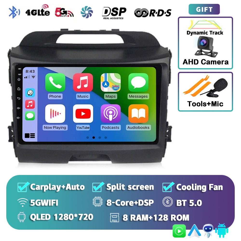 Android 14 Wireless CarPlay Auto Car Radio For KIA Sportage 3 2010-2015 2016 4G+WIFI Multimedia Video Player GPS 2din Autoradio