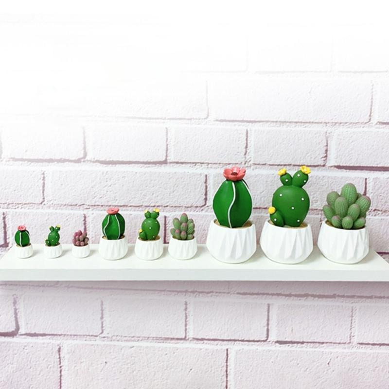 Mini Grüne Kaktusfigur Harz Sukkulente Topfpflanze Ornament Mini Bonsais Dekoration für Auto Armaturenbrett Dekorationen