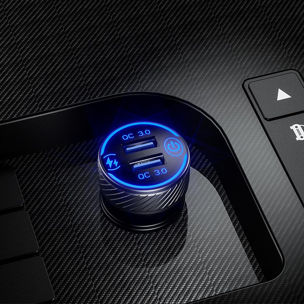 18W Dual QC 3.0 USB Port Multiple Car Charger Socket with Touch Switch Fast Charger Car Adapter Triple Aluminum Metal 12V 24V