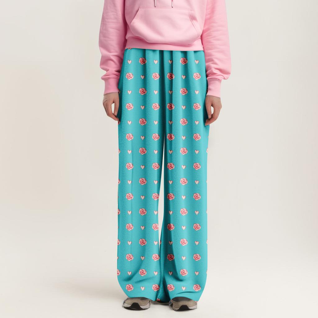 Womens Pajama Pants Sleepwear Casual Drawstring Elastic Waist Pants Comfy Straight Yoga Loose Trousers