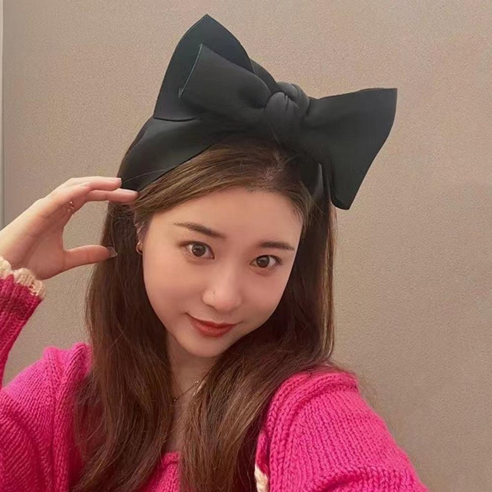 

Dopamine Big Bow Headband Y2K Ткань Knot Hair Hoop Headwear Розовый Широкий Hairband Party чёрный