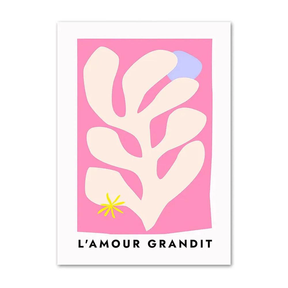 Pink Flower Letter Posters Canvas Painting Modern Love Heart Round Shape Pictures Prints Wall Art for Living Room Decor Unframed
