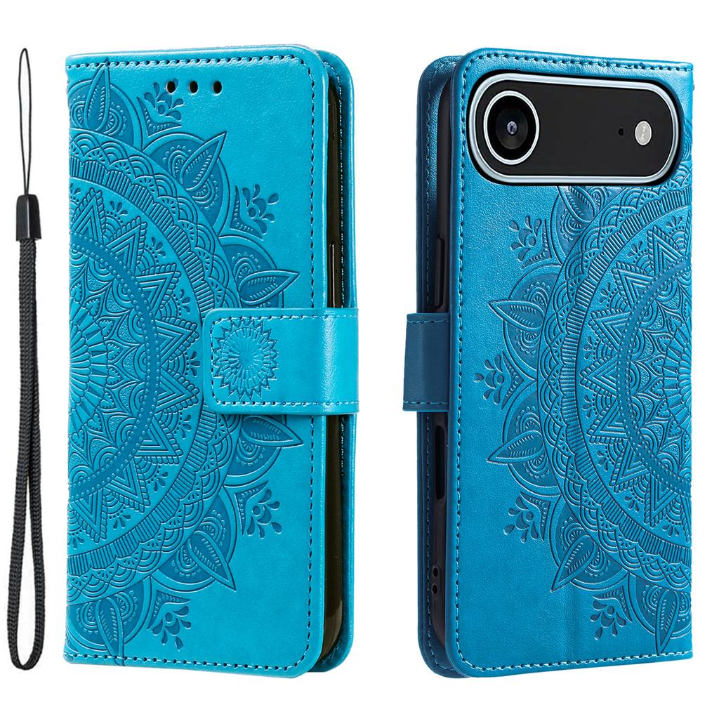 Für iPhone 17 Air Ständerhülle Geprägtes Totem PU Leder Brieftasche Handyhülle mit Handschlaufe