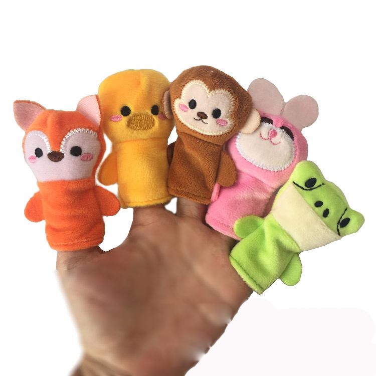 Fantoches de Dedo de Pelúcia Conjunto Brinquedos de Dedo Fantoches Família Bonecos de Animais Desenho Animado Criança Bebê Falante História Fantoche de Dedo Brinquedo