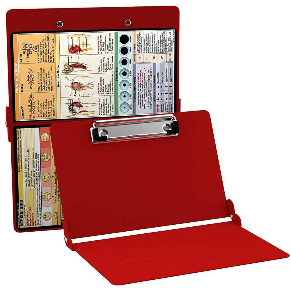 

Новый стильный буфер обмена для медсестер, складной планшет для кормления из алюминиевого сплава с блокнотом для быстрого справочного листа красный