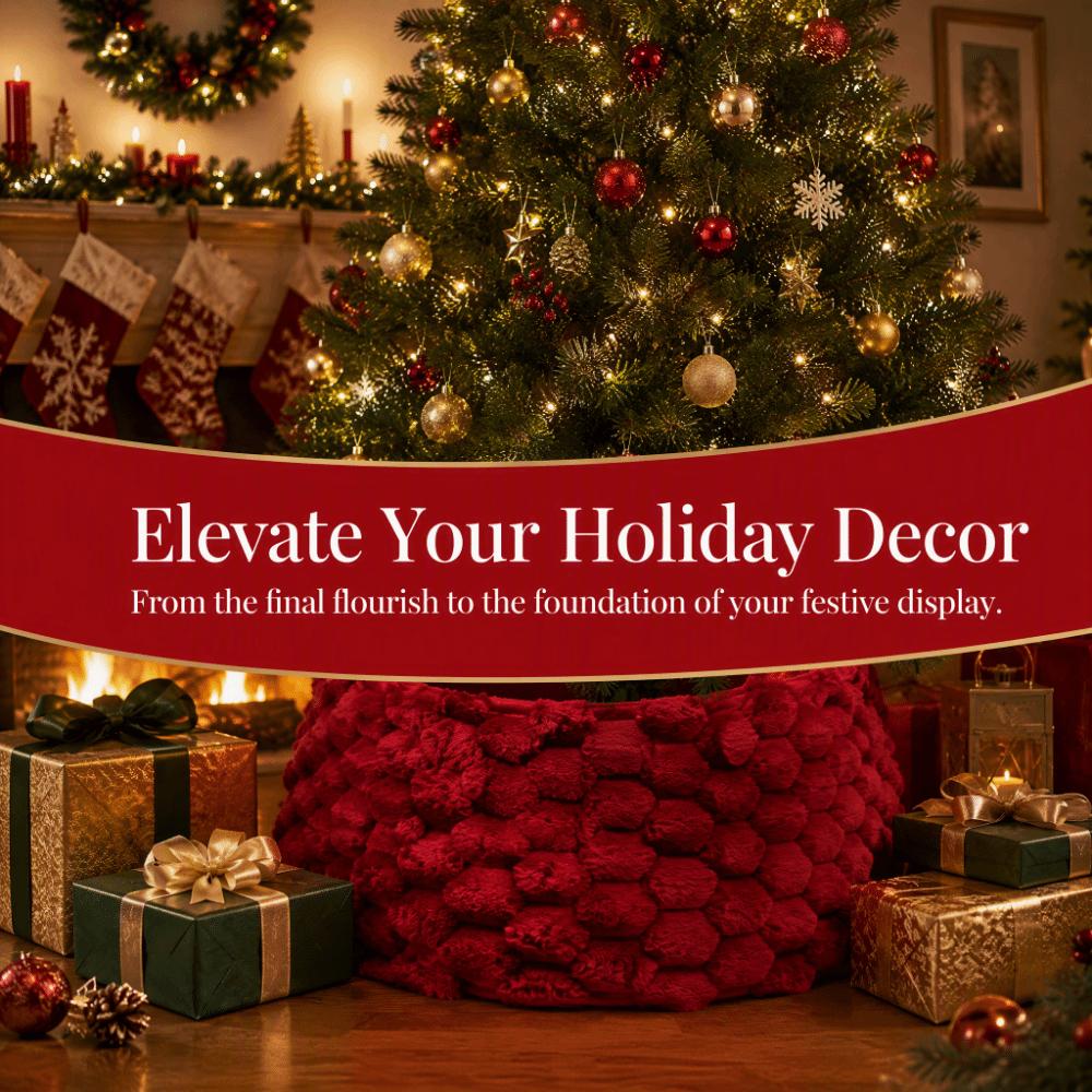 Foldable Christmas Tree Skirt Round Xmas Tree Base Decor Fashion Tree Bottom Decoration Office