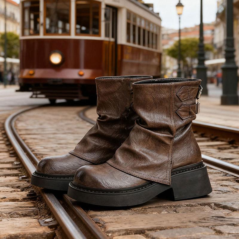 

Maillard 2025 популярные короткие ботинки женские весенне-осенние одинарные ботинки платформа ботильоны западные рыцарские мартинсы 40 темно-коричневого