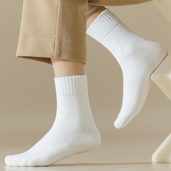 Damen Einfarbige Wadenlange Socken Herbst Gemütlich Weich Flauschig Crew-Socken Thermisch Warm Winter Dicke Stiefelsocken für Kaltes Wetter