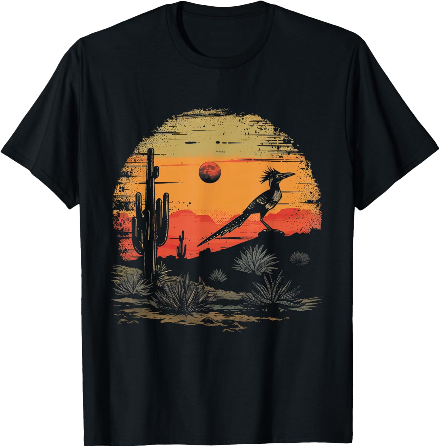 Roadrunner Bird Desert Landscape Cactus Arizona Texas Nevada T-Shirt S разноцветный