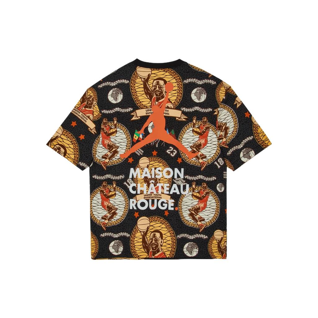 Jordan X Maison Chateau Rouge Patterned Short Sleeve T-Shirt Men Tops Black DJ9769-010
