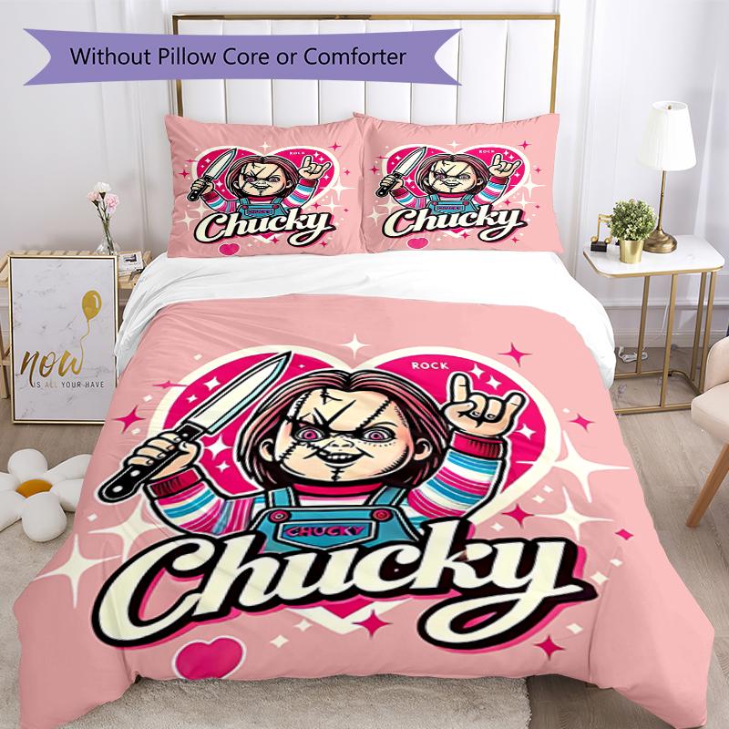 3pcs Chucky Bedding Set Duvet Cover Closure Includes 1 Duvet Cover & 2 Pillowcases, Soft and Comfortable for All Seasons.