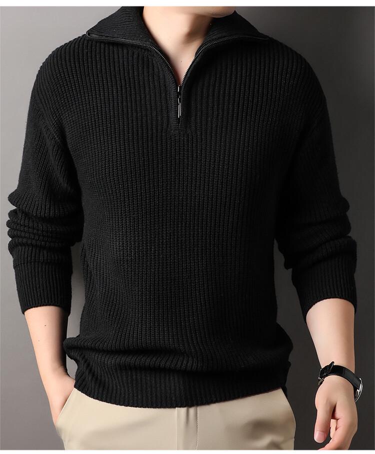 

Men s Solid Color Knitwear: British Style Lapel Sweater L чорний